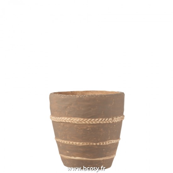 J Line Cache Pot Tresse Terre Cuite Marron Extra Large L24xB24xH24 cm Jline 22693 by Jolipa 22693