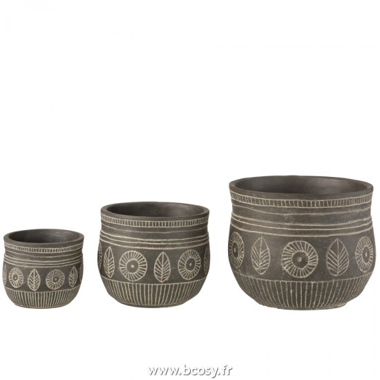 J-Line cachepots de fleur Jolipa J Line Jline Cache Pot Fresque Ciment Gris Large