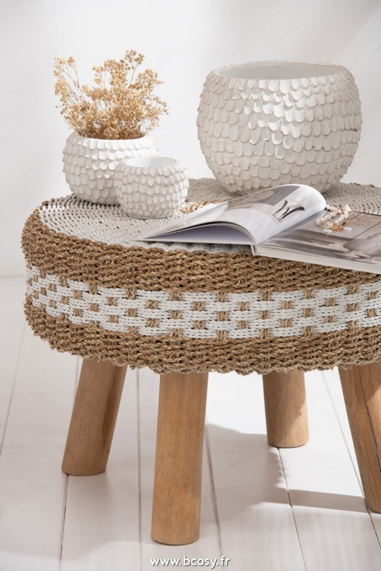 Jolipa J Line Jline Cache Pot Feuillage Ciment Blanc Small