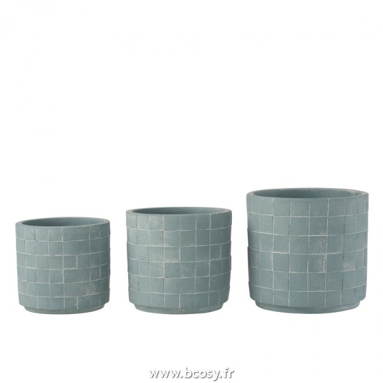 J-Line cachepots de fleur Jolipa J Line Jline Cachepot Carre Ceramique Bleu Clair Large