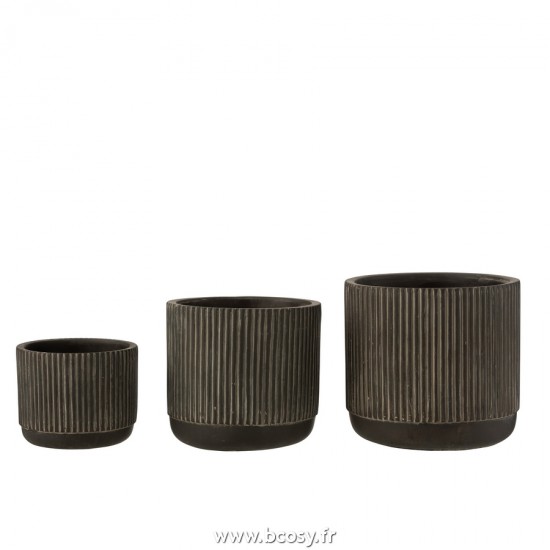 J-Line cachepots de fleur Jolipa J Line Jline Cachepot Lignes Ceramique Noir Marron Large