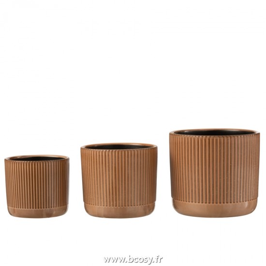 J-Line cachepots de fleur Jolipa J Line Jline Cachepot Lignes Ceramique Orange Beige Large