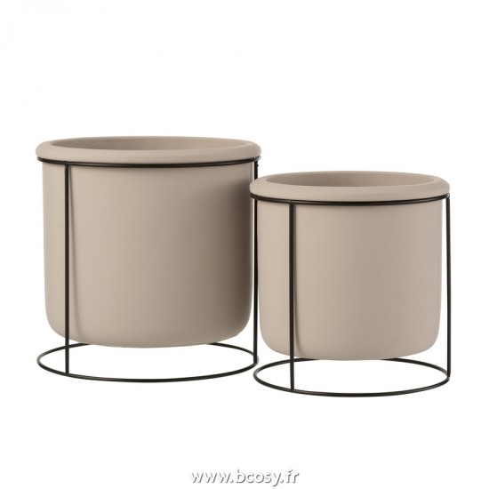 J-Line cachepots de fleur Jolipa J Line Jline Cachepot Suspendu Ciment Taupe Large