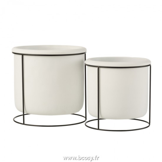 J-Line cachepots de fleur Jolipa J Line Jline Cachepot Suspendu Ciment Blanc Large