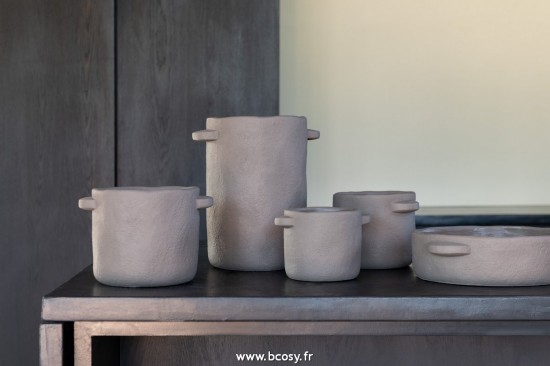 Jolipa J Line Jline Pot Gustave Ciment Marron Fonce Medium