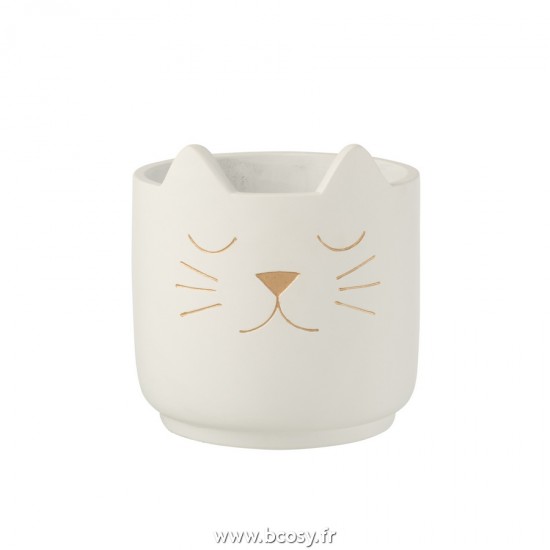 J Line Cachepot Chaton Ciment Blanc Or Large L19xB19xH20 cm Jline 22801 by Jolipa 22801