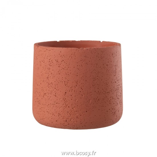 J Line Cachepot Potine Ciment Terracotta Large L20xB20xH17 cm Jline 22808 by Jolipa 22808