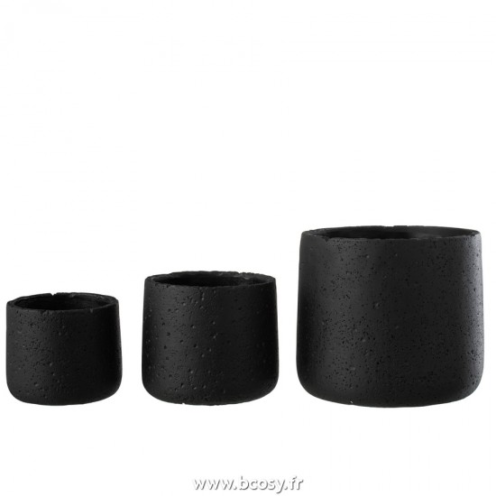 J-Line cachepots de fleur Jolipa J Line Jline Cachepot Potine Ciment Noir Large
