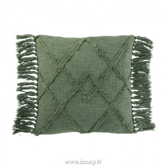 J-Line J Line coussins Jolipa Coussin Carre Losange Coton Poplyester Vert Fonce.