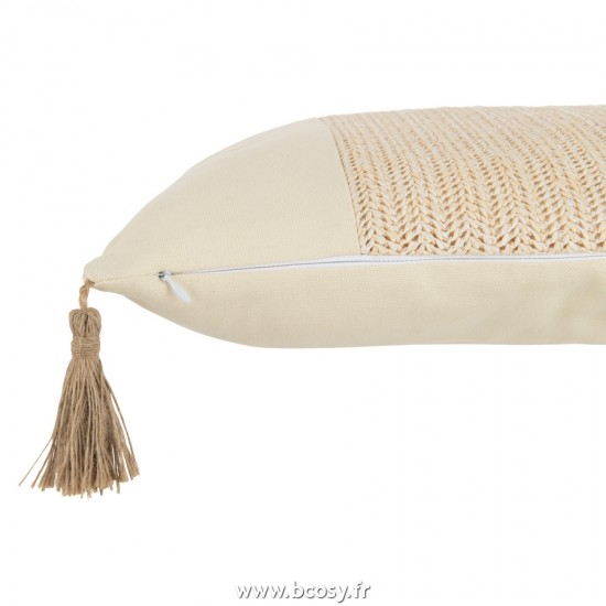 J-Line coussins Jolipa J Line Jline Coussin Tissage Carre Polyester Beige