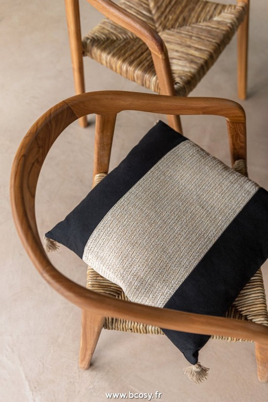 Jolipa J Line Jline Coussin Tissage Carre Polyester Noir