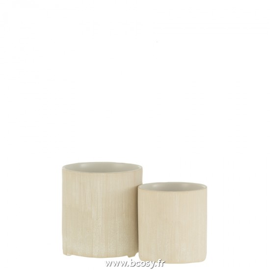 J-Line cachepots de fleur Jolipa J Line Jline Cache Pot Maria Rond Ceramique Blanc Large