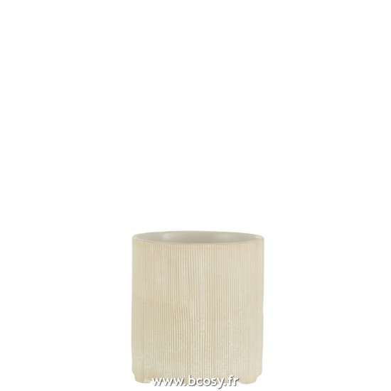 J Line Cache Pot Maria Rond Ceramique Blanc Large L15xB15xH16 cm Jline 22919 by Jolipa 22919