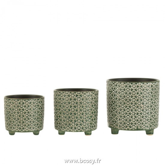 J-Line cachepots de fleur Jolipa J Line Jline Cachepot Fleur Ceramique Vert Large