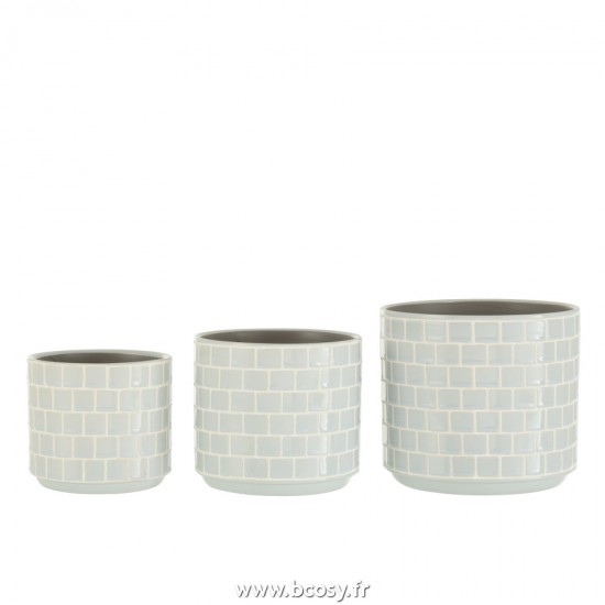 J-Line cachepots de fleur Jolipa J Line Jline Cachepot Brillant Carre Ceramique Bleu Large