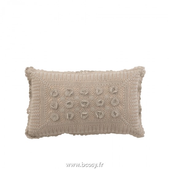 J-Line J Line coussins Jolipa Coussin Rectangle Dentelles Coton Vert Clair.