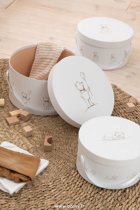 Jolipa J Line Jline Set De 3 Boites Ourson Ronde Blanc