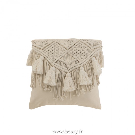 J-Line coussins Jolipa J Line Jline Coussin Cosy Blanc Casse Cotton Small