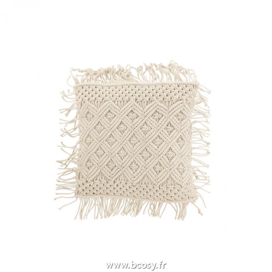 J-Line coussins Jolipa J Line Jline Coussin Cosy Losange Cotton Blanc Casse