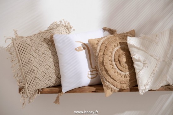 Jolipa J Line Jline Coussin Cosy Losange Cotton Beige