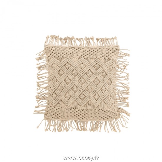 J-Line coussins Jolipa J Line Jline Coussin Cosy Losange Cotton Beige