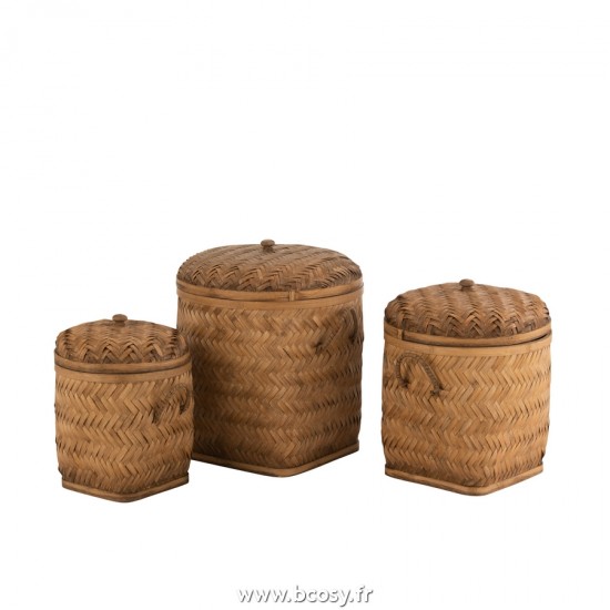 J Line Set de 3 Paniers de Rangement En Bambou Naturel L41xB41xH45 cm Jline 23227 by Jolipa 23227