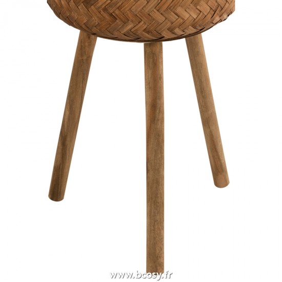 J-Line cachepots de fleur Jolipa J Line Jline Set De 3 Cachepots A Trepieds En Bambou Et Plastique Nature