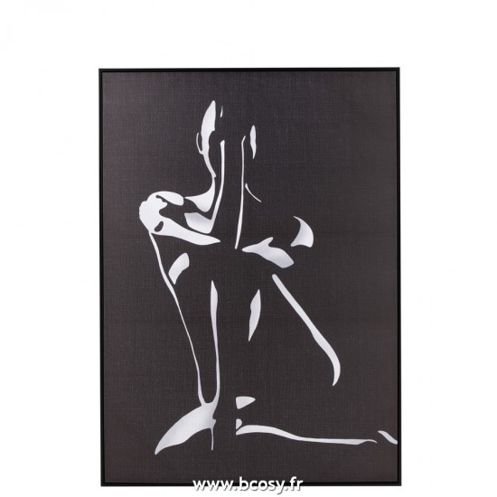 J-Line canevas Jolipa J Line Jline Cadre Femme Canevas Bois Blanc Noir