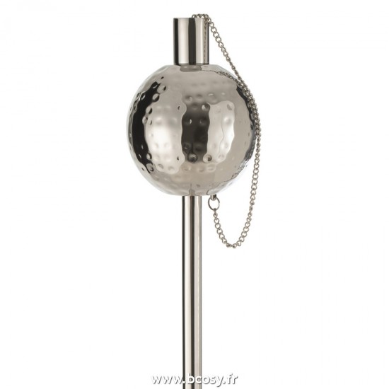 J-Line braseros feux foyers de jardin d extérieur Jolipa J Line Jline Garden Torch Ball Hammered Stainless Steel Silver