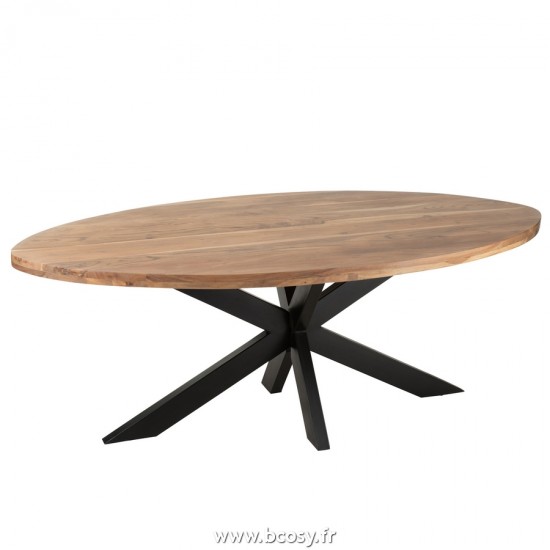 J Line Table A Manger Gerard Ronde Acacia Bois Naturel L210xB110xH76 cm Jline 23904 by Jolipa 23904