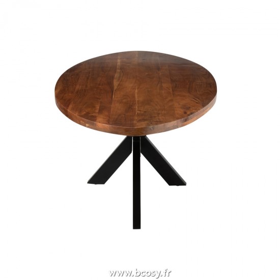 J-Line tables a manger de repas Jolipa J Line Jline Table À Manger Gerard Ronde Acacia Bois Brun
