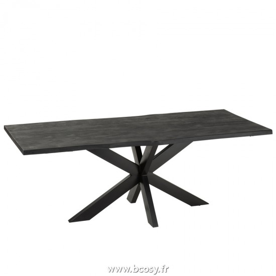 J Line Table À Manger Gerard Grande Acacia Bois Noir L200xB90xH76 cm Jline 23913 by Jolipa 23913