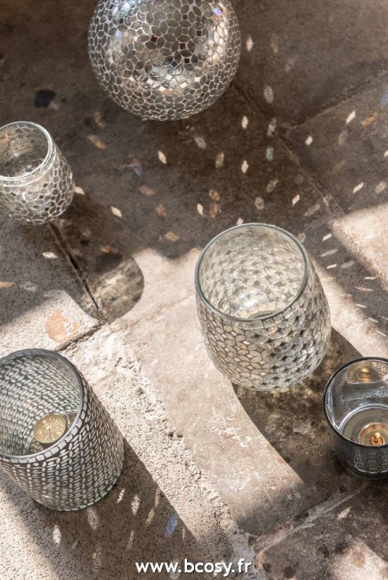 Jolipa Portacandele Motivo Vetro Grigio