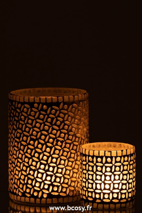 J-Line lanternes photophores Photophore Motifs Verre Gris