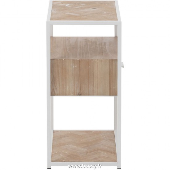 J-Line tables d appoint bouts de canapé Jolipa J Line Jline Table Gigogne Zigzag 1 Tiroir Bois Metal Naturel Blanc