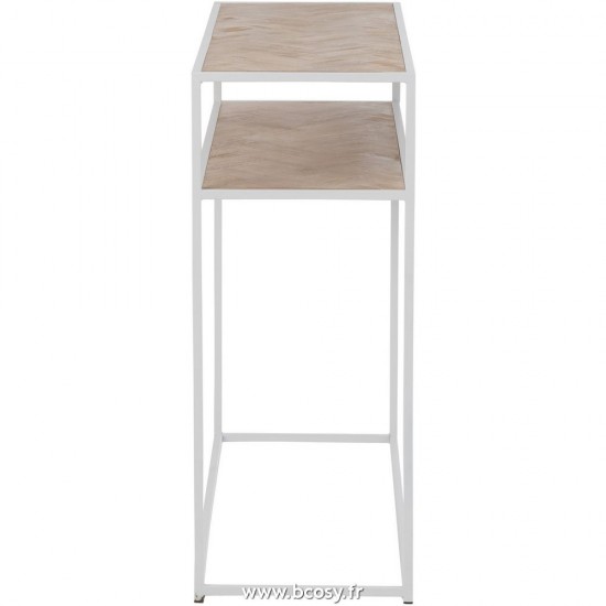 J-Line tables de drapier murales Jolipa J Line Jline Console Zigzag Bois Metal Naturel Blanc