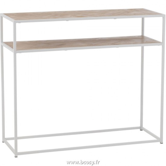 J Line Console Zigzag Bois Metal Naturel Blanc L100xB35xH85 cm Jline 25010 by Jolipa 25010
