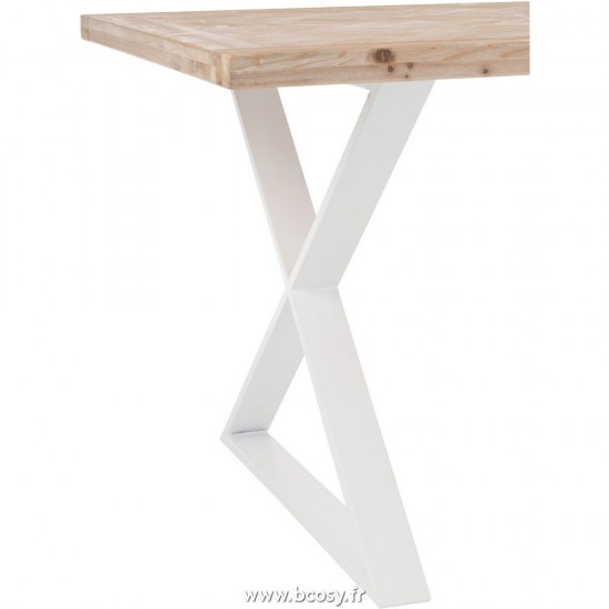 Jolipa J Line Jline Table Zigzag Bois Metal Naturel Blanc
