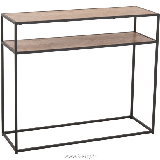 J Line Console Zigzag Bois Metal Naturel Noir L100xB35xH85 cm Jline 25019 by Jolipa 25019