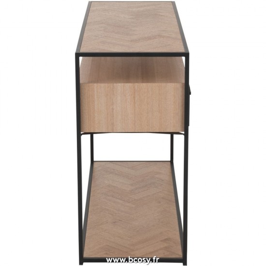 J-Line tables de drapier murales Jolipa J Line Jline Console Zigzag 2 Tiroirs Bois Metal Naturel Noir