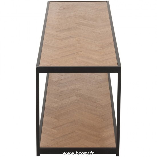 J-Line tables de salon basse Jolipa J Line Jline Table De Salon Zigzag Rectangulaire Bois Metal Naturel Noir