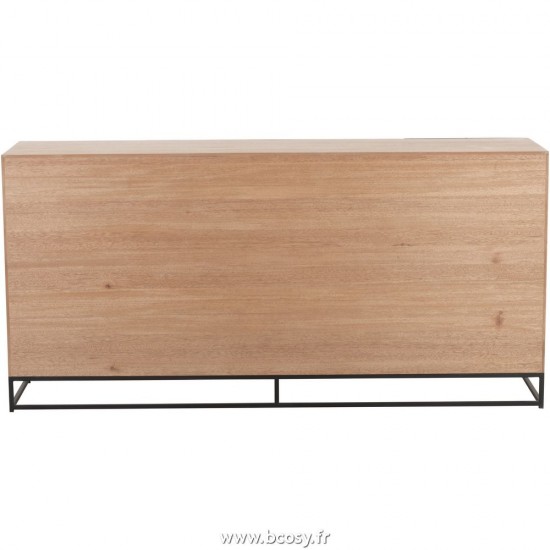 Jolipa J Line Jline Dressoir 4 Portes Zigzag Bois Metal Naturel Noir