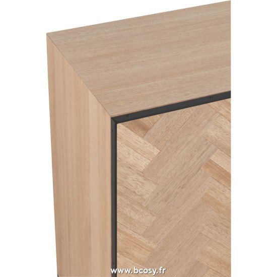 J-Line bahuts J Line Dressoir 4 Portes Zigzag Bois Metal Naturel Noir