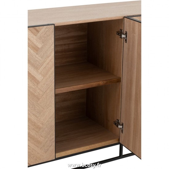 J-Line Credenza 4 Porte Zigzag Legno/Metallo Naturale/Nero
