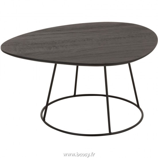 J Line Table Gigogne Ovale Bois Metal Brun Fonce S L60xB45xH30 cm Jline 25040 by Jolipa 25040