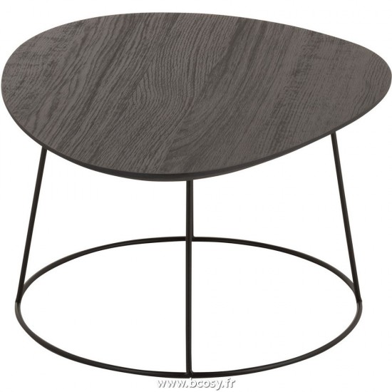J-Line tables d appoint bouts de canapé Jolipa J Line Jline Table Gigogne Ovale Bois Metal Brun Fonce L
