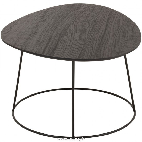 Jolipa J Line Jline Table Gigogne Ovale Bois Metal Brun Fonce L