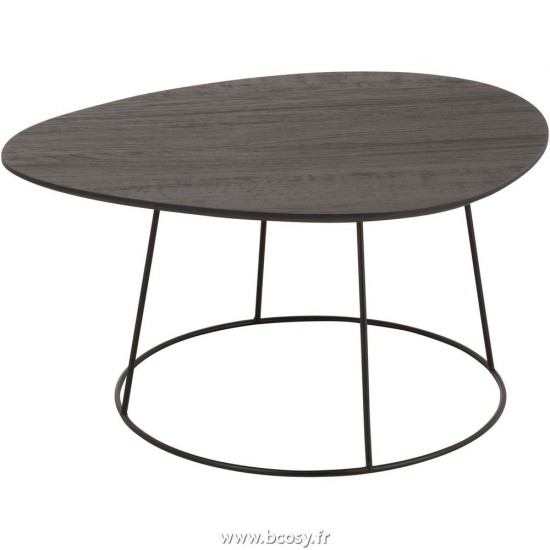 J Line Table Gigogne Ovale Bois Metal Brun Fonce L L69xB55xH35 cm Jline 25041 by Jolipa 25041