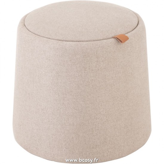 J Line Pouf Table D'Appoint Rond Textile Bois Beige L45xB45xH42 cm Jline 25046 by Jolipa 25046