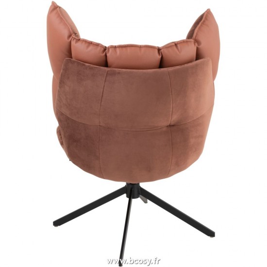 Jolipa J Line Jline Chaise Relax Coussins Sur Cadre Textile Metal Rouille Marron